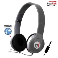 Headphone P2 Estéreo Ajustável e Dobrável Acabamento Brilhante Extreme Newlink HS108 - Cinza